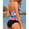 imageYonique Womens Halter Tankini Top No Bottom V Neck Swim Top Tummy Control Bathing Suit TopColor Block