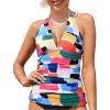 imageYonique Womens Halter Tankini Top No Bottom V Neck Swim Top Tummy Control Bathing Suit TopColor Block