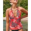 imageYonique Womens Halter Tankini Top No Bottom V Neck Swim Top Tummy Control Bathing Suit TopCoral Floral