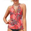 imageYonique Womens Halter Tankini Top No Bottom V Neck Swim Top Tummy Control Bathing Suit TopCoral Floral