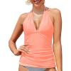 imageYonique Womens Halter Tankini Top No Bottom V Neck Swim Top Tummy Control Bathing Suit TopCoral Pink
