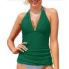 imageYonique Womens Halter Tankini Top No Bottom V Neck Swim Top Tummy Control Bathing Suit TopGreen