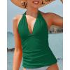 imageYonique Womens Halter Tankini Top No Bottom V Neck Swim Top Tummy Control Bathing Suit TopGreen