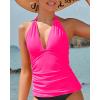 imageYonique Womens Halter Tankini Top No Bottom V Neck Swim Top Tummy Control Bathing Suit TopPink