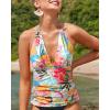 imageYonique Womens Halter Tankini Top No Bottom V Neck Swim Top Tummy Control Bathing Suit TopPink Flower