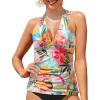 imageYonique Womens Halter Tankini Top No Bottom V Neck Swim Top Tummy Control Bathing Suit TopPink Flower
