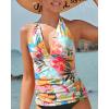 imageYonique Womens Halter Tankini Top No Bottom V Neck Swim Top Tummy Control Bathing Suit TopPink Flower