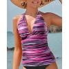 imageYonique Womens Halter Tankini Top No Bottom V Neck Swim Top Tummy Control Bathing Suit TopPink Stripes