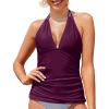 imageYonique Womens Halter Tankini Top No Bottom V Neck Swim Top Tummy Control Bathing Suit TopPurple