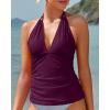 imageYonique Womens Halter Tankini Top No Bottom V Neck Swim Top Tummy Control Bathing Suit TopPurple