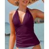 imageYonique Womens Halter Tankini Top No Bottom V Neck Swim Top Tummy Control Bathing Suit TopPurple