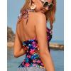 imageYonique Womens Halter Tankini Top No Bottom V Neck Swim Top Tummy Control Bathing Suit TopRed Flower