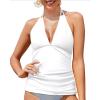 imageYonique Womens Halter Tankini Top No Bottom V Neck Swim Top Tummy Control Bathing Suit TopWhite
