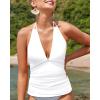 imageYonique Womens Halter Tankini Top No Bottom V Neck Swim Top Tummy Control Bathing Suit TopWhite