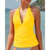 imageYonique Womens Halter Tankini Top No Bottom V Neck Swim Top Tummy Control Bathing Suit TopYellow 01