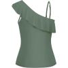 imageYonique Womens One Shoulder Tankini Tops Ruffle Swim Tops Strapless Bathing Suit Tops No BottomsArmy Green