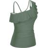 imageYonique Womens One Shoulder Tankini Tops Ruffle Swim Tops Strapless Bathing Suit Tops No BottomsArmy Green