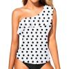 imageYonique Womens One Shoulder Tankini Tops Ruffle Swim Tops Strapless Bathing Suit Tops No BottomsBlack and White