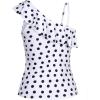 imageYonique Womens One Shoulder Tankini Tops Ruffle Swim Tops Strapless Bathing Suit Tops No BottomsBlack and White