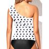 imageYonique Womens One Shoulder Tankini Tops Ruffle Swim Tops Strapless Bathing Suit Tops No BottomsBlack and White