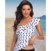 imageYonique Womens One Shoulder Tankini Tops Ruffle Swim Tops Strapless Bathing Suit Tops No BottomsBlack and White