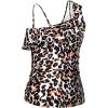 imageYonique Womens One Shoulder Tankini Tops Ruffle Swim Tops Strapless Bathing Suit Tops No BottomsLeopard