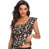 imageYonique Womens One Shoulder Tankini Tops Ruffle Swim Tops Strapless Bathing Suit Tops No BottomsLeopard