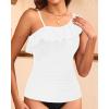 imageYonique Womens One Shoulder Tankini Tops Ruffle Swim Tops Strapless Bathing Suit Tops No BottomsLight White