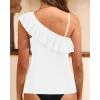 imageYonique Womens One Shoulder Tankini Tops Ruffle Swim Tops Strapless Bathing Suit Tops No BottomsLight White