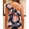 imageYonique Womens One Shoulder Tankini Tops Ruffle Swim Tops Strapless Bathing Suit Tops No BottomsOrange