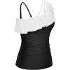 imageYonique Womens One Shoulder Tankini Tops Ruffle Swim Tops Strapless Bathing Suit Tops No BottomsPure Black and White