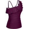 imageYonique Womens One Shoulder Tankini Tops Ruffle Swim Tops Strapless Bathing Suit Tops No BottomsPurple