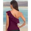imageYonique Womens One Shoulder Tankini Tops Ruffle Swim Tops Strapless Bathing Suit Tops No BottomsPurple