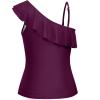 imageYonique Womens One Shoulder Tankini Tops Ruffle Swim Tops Strapless Bathing Suit Tops No BottomsPurple