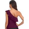 imageYonique Womens One Shoulder Tankini Tops Ruffle Swim Tops Strapless Bathing Suit Tops No BottomsPurple