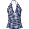 imageYonique Womens Halter Tankini Top No Bottom V Neck Swim Top Tummy Control Bathing Suit TopBlack and White Plaid