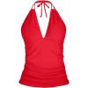 imageYonique Womens Halter Tankini Top No Bottom V Neck Swim Top Tummy Control Bathing Suit TopChili Red