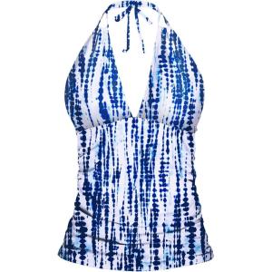 imageYonique Womens Halter Tankini Top No Bottom V Neck Swim Top Tummy Control Bathing Suit TopBlue Tie Dye