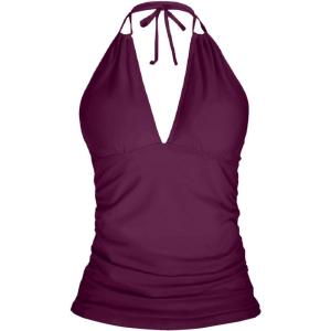 imageYonique Womens Halter Tankini Top No Bottom V Neck Swim Top Tummy Control Bathing Suit TopPurple