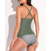 imageYonique Tankini Swimsuits for Women Tummy Control Bathing Suits Two Piece Tankini Tops with Bikini Bottoms Twist SwimwearArmy Green