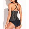 imageYonique Tankini Swimsuits for Women Tummy Control Bathing Suits Two Piece Tankini Tops with Bikini Bottoms Twist SwimwearBlack  Stripe