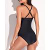 imageYonique Tankini Swimsuits for Women Tummy Control Bathing Suits Two Piece Tankini Tops with Bikini Bottoms Twist SwimwearBlack