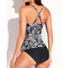 imageYonique Tankini Swimsuits for Women Tummy Control Bathing Suits Two Piece Tankini Tops with Bikini Bottoms Twist SwimwearBlack Flower