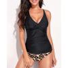 imageYonique Tankini Swimsuits for Women Tummy Control Bathing Suits Two Piece Tankini Tops with Bikini Bottoms Twist SwimwearBlack Leopard