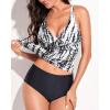 imageYonique Tankini Swimsuits for Women Tummy Control Bathing Suits Two Piece Tankini Tops with Bikini Bottoms Twist SwimwearBlack Tie Dye