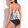imageYonique Tankini Swimsuits for Women Tummy Control Bathing Suits Two Piece Tankini Tops with Bikini Bottoms Twist SwimwearBlack Tie Dye