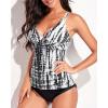 imageYonique Tankini Swimsuits for Women Tummy Control Bathing Suits Two Piece Tankini Tops with Bikini Bottoms Twist SwimwearBlack Tie Dye
