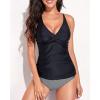 imageYonique Tankini Swimsuits for Women Tummy Control Bathing Suits Two Piece Tankini Tops with Bikini Bottoms Twist SwimwearBlack and Stripe