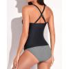 imageYonique Tankini Swimsuits for Women Tummy Control Bathing Suits Two Piece Tankini Tops with Bikini Bottoms Twist SwimwearBlack and Stripe