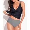 imageYonique Tankini Swimsuits for Women Tummy Control Bathing Suits Two Piece Tankini Tops with Bikini Bottoms Twist SwimwearBlack and Stripe